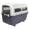 Extra large two-tone pet carrier with rolling wheels and wire door for airline travel